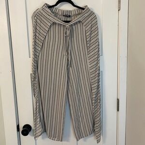 Picadilly Boho Striped Wide Leg Viscose Wrap Pants M Resortwear Coastal Chic